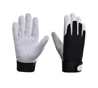 Cowhide Leather Work Gloves Safety Labour Protection Garden Sports Motorcycle Driver Workers Welding Wear-Resistant(M-White)