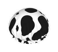 Cowhide Milk Cow Print Double Layer Elastic Waterproof Shower Cap Reusable Bath Cap