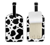 Cowhide Milk Cow Print,Luggage Tags Pu Leather Name Tag Travel Suitcase Identifier ID Tags Durable Baggage Label 2 pcs