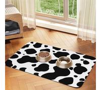 Cowhide Milk Cow Print,Waterproof Pet Feeding Mat,PU Leather Placemats for Cat Dog Water Bowl,Food Mats,30x45cm