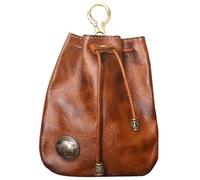 Cowhide Purse - 3.54x0.78x4.5in Leather Drawstring Coin Wallet, Compact Cowhide Change Holder, Easy to Carry Small Unisex Pouch | GenuineLeather Small Purse for coinsCash Keys Travel Everyday Use