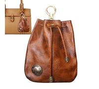 Cowhide Purse,Vintage Change Bag | Leather Retro Storage Bag, Leather Car Key Case, Drawstring Handmade Key Pouch for Women