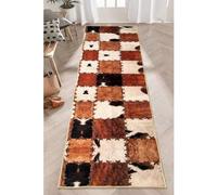 Cowhide Rug Cow Print Rug for Bedroom Western Rugs Brown Runner Rug 2x6,Farmhouse Vintage Throw Accent Area Rug Non Slip Washable Runner Floor Carpet for Entryway Hallway Kitchen Laundry Bathroom