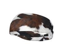 Cowhide Tan Black And White TextureHair Bands for Men Woman Headband Running Headband Sweat Wicking Gym