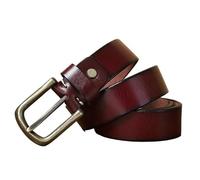 Cowhide Thickened Pure Copper Pin Buckle Belt Male Leather Retro Trend Versatile Youth Casual Trouser Belt (Color : Red Brown3.8cm*5mm thick, Size : 105cm)