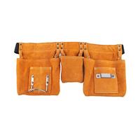 Cowhide Tool Belt Bag, Electrician Pouch with Double Layer Leather, Adjustable Waist Pouch for Maintenance Workers, Durable Cut Breathable Tool Fanny Pack for Home Improv