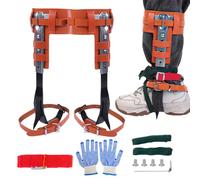 Cowhide Tree Spurs, Adjustable Climbing Spike Kit, Comfort Cushion Padding, Anti Slip Grip Design, Set of 2, Outdoor Brown, Excellent for Forestry, Landscaping, Fruit Picking, Arbor Work