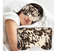 Cowhide with Black and Brown Spots, Sleep Mask for Home Travel, Full Eye Covers Light Blocking Eye Mask Sleep Eye and Ear Muffs