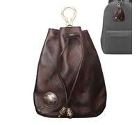 Cowide Coin Bag - Vintage Leather Money Bag, Draw String Wallet Organiser | Real Soft with Compact Closure Design, Ideal for Loose Change Credit Card Cash Storage Travel Use, brown, see