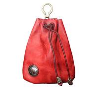 Cowide Coin Bag - Vintage Leather Money Bag, Draw String Wallet Organiser | Real Soft with Compact Closure Design, Ideal for Loose Change Credit Card Cash Storage Travel Use, weinrot, see