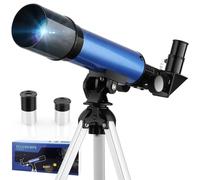 Cowiewie Telescope for Kids Telescopes Outdoor Space Astronomy Beginners Includes Two Eyepieces, Portable Refractor Spotting Scope with Tripod Gifts