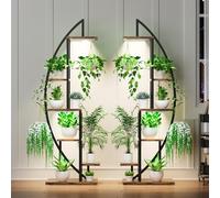 COWISH Plant Stand with Grow Lights Indoor, 2 Pack of Plant Stands 6 Tiered Tall Plant Shelf, 63" Metal Modern Plant Stand for IndoorMulti-Plants, Half-Moon Plant Holder for Living Room, Patio