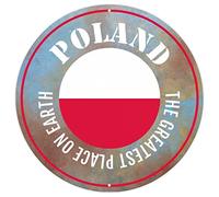 CowkissSign Poland Retro Vintage Art Wall Plaque The Greatest Places on Earth Poland Metal Tin Sign Wall Plaque Country Souvenir National Flag Metal Wall Sign for Kitchen Porch 9x9in