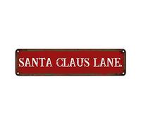CowkissSign Santa Claus Lane Vintage Red Metal Plaque Tin Sign Xmas Decor Santa Claus Vintage Metal Tin Signs Xmas Decor Winter Metal Plaque Sign Quality Metal Street Sign for Kid Room 12x3in