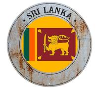 CowkissSign Sri Lanka Metal Plaque Tin Sign Sri Lanka National Flag Retro Aluminum Metal Signs Country Souvenir Round Sign Quality Metal Sign for Front Porch Laundry Room 9x9in Housewarming Gift