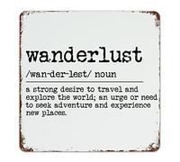 CowkissSign Wanderlust Noun Definition Men Cave Signs Word Meaning Typography Metal Sign Iron Painting Wanderlust Definition Metal Tin Sign for Living Room Kitchen Front Porch 12x12in