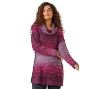 Roman Originals Roll Neck Chunky Knit Jumper for Women UK - Ladies Everyday Holiday Autumn Winter Pull-On Long Sleeves Comfy Cozy Soft Evening Vacation Work Party - Magenta - Size 14