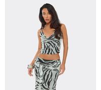 Cowl Neck Top In Zebra Print, Women's Size UK 8