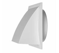 Cowled Duct Cover 150mm/6" with Gravity Flap, ABS Ventilation Grille, External Air Vent with Rain Protection, for Bathroom Extractor Fan, Tumble Dryer, Cooker Hood (White)