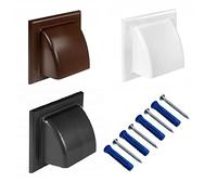 Cowled Duct Cover with Gravity Flap, Wall Mounted Heat and Air HVAC Vent, Rain and Wind Resistant Plastic Ventilation Ducting, Non-Return Vented Grill, Black