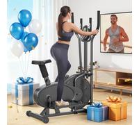 Cowmew 2 in 1 Cross Trainers with Adjustable Resistance & Seat for Home | Elliptical Cross Trainer with LCD Monitor, Pulse Sensor, Tablet Holder for Home Use, Max 120kg Weight Exercise Machines