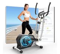 Cowmew Elliptical Cross Trainer, 3-in-1 Elliptical Machine for Home with 16 Resistance Levels, LCD Monitor with Bluetooth App & Device Holder Cross Trainers, Pulse Sensor, 130 KG Weight Capacity
