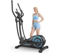 Cowmew Elliptical Cross Trainer For Home, Ultra Quiet Magnetic Cross Trainer with 16-Level Resistance, 8KG Flywheel, 42cm Stride, Weight Capacity 150KG, LCD Monitor, Pulse Sensor，Device Holder