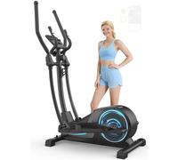 Cowmew Elliptical Cross Trainer For Home, Ultra Quiet Magnetic Cross Trainer with 16-Level Resistance, 8KG Flywheel, 42cm Stride, Weight Capacity 150KG, App Compatible with LCD Monitor, Pulse Sensor