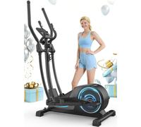 Cowmew Elliptical Cross Trainer For Home, Ultra Quiet Magnetic Cross Trainer with 16-Level Resistance, 8KG Flywheel, 42cm Stride, Weight Capacity 150KG, LCD Monitor, Pulse Sensor，Device Holder