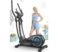 Cowmew Elliptical Cross Trainer For Home, Ultra Quiet Magnetic Cross Trainer with 16-Level Resistance, 8KG Flywheel, 42cm Stride, Weight Capacity 150KG, App Compatible with LCD Monitor, Pulse Sensor