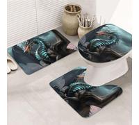 COWMGHLDFL Bathroom Rugs Set 3 Piece Bath Mat Set Non-Slip Baths Mat Cool Dragon Bath Rug Washable Bathroom Mats for Home Decor Rug for Shower Tub