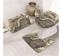 COWMGHLDFL Bathroom Rugs Set 3 Piece Bath Mat Set Non-Slip Baths Mat Sailing Pirate Octopus Bath Rug Washable Bathroom Mats for Home Decor Rug for Shower Tub