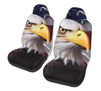 COWMGHLDFL Car Seat Covers 2 Pack America US Flag Bald Eagle Seat Cover Front Seat Covers for Car Universal Seat Protectors Auto Seat Mat with Elastic Strap Auto Accessories Set