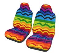 COWMGHLDFL Car Seat Covers 2 Pack Gay Pride Rainbow Pattern Seat Cover Front Seat Covers for Car Universal Seat Protectors Auto Seat Mat with Elastic Strap Auto Accessories Set