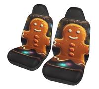 COWMGHLDFL Car Seat Covers 2 Pack Gingerbread Man on Wooden Board Seat Cover Front Seat Covers for Car Universal Seat Protectors Auto Seat Mat with Elastic Strap Auto Accessories Set