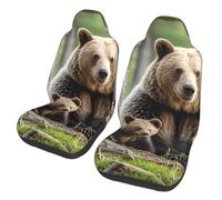 COWMGHLDFL Car Seat Covers 2 Pack Mother bear cubs Seat Cover Front Seat Covers for Car Universal Seat Protectors Auto Seat Mat with Elastic Strap Auto Accessories Set