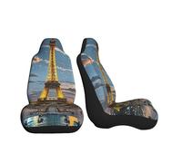COWMGHLDFL Car Seat Covers 2 Pack Night Paris Eiffel Seat Covers Front Seat Covers for Car Universal Seat Protectors Auto Seat Mat with Elastic Strap Auto Accessories Set of 2