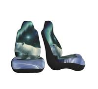 COWMGHLDFL Car Seat Covers 2 Pack Polar Bears Northern Lights Seat Covers Front Seat Covers for Car Universal Seat Protectors Auto Seat Mat with Elastic Strap Auto Accessories Set of 2