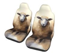 COWMGHLDFL Car Seat Covers 2 Pack Sheeps Watercolor Seat Cover Front Seat Covers for Car Universal Seat Protectors Auto Seat Mat with Elastic Strap Auto Accessories Set