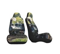 COWMGHLDFL Car Seat Covers 2 Pack Steam Train Seat Covers Front Seat Covers for Car Universal Seat Protectors Auto Seat Mat with Elastic Strap Auto Accessories Set of 2