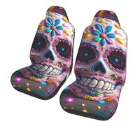 COWMGHLDFL Car Seat Covers 2 Pack Sugar Skulls Seat Cover Front Seat Covers for Car Universal Seat Protectors Auto Seat Mat with Elastic Strap Auto Accessories Set