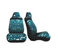 COWMGHLDFL Car Seat Covers 2 Pack Teal Glitter Seat Covers Front Seat Covers for Car Universal Seat Protectors Auto Seat Mat with Elastic Strap Auto Accessories Set of 2