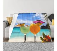 COWMGHLDFL Flannel Blankets 50"x40" Bed Blanket for Sofa Tropical beach drink Throw Blanket Soft Cozy Plush Blanket for Couch Camping All Seasons