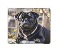 COWMGHLDFL Mousepad Cute Black Pug Dog Mouses Mat for Wireless Mouses Computer Keyboard Mat with Non-Slip Rubber Gaming Desk Pad Square Desk Mat for Office Laptop