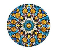 COWMGHLDFL Round Table Cover Spill-Proof Table Cloth 48"-54" Moroccan Color Pattern Tablecloths Wrinkle Free Table Cloths Waterproof Tablecover for Dining Party Wedding