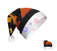 COWMGHLDFL Santa Hat Adult Christmas Hats For Men Women Sun Karate Silhouette Santa Claus Hats Xmas Holiday Hat For New Year