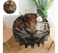 COWMGHLDFL Tablecloth 152 CM Spill-Proof Table Cloth Angry Tiger Tablecloths Farmhouse Table Covers Wrinkle Free Decorative Waterproof Tablecover for Dining Party Wedding