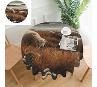 COWMGHLDFL Tablecloth 152 CM Spill-Proof Table Cloth Sheep Grazing on the Beach Tablecloths Farmhouse Table Covers Wrinkle Free Decorative Waterproof Tablecover for Dining Party Wedding