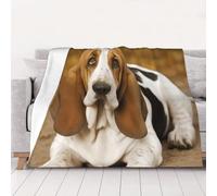 COWMGHLDFL Throw Blanket 200x150 CM Bed Blanket Basset Hound Flannel Blankets for Sofa Reversible Plush Blanket Soft Cozy Throw Blankets for Couch Camping All Seasons