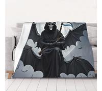 COWMGHLDFL Throw Blanket 200x150 CM Bed Blanket Bat Death Moon Flannel Blankets for Sofa Reversible Plush Blanket Soft Cozy Throw Blankets for Couch Camping All Seasons